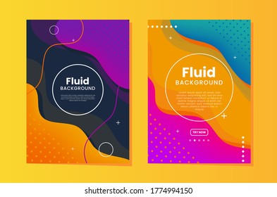 Set of Vertical A4 Abstract Fluid 3D Background with Liquid Modern Shapes . Isolated Vector Elements 