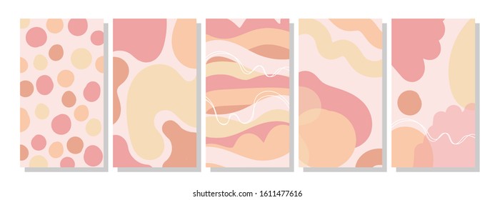 Set of vertical abstract backgrounds or card templates in modern colors, vector illustration in popular art style