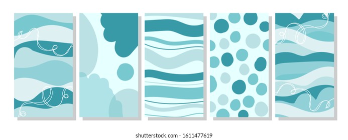 Set of vertical abstract backgrounds or card templates in modern colors, vector illustration in popular art style