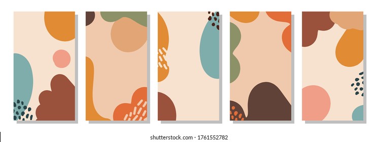 Set of vertical abstract backgrounds or card templates in modern colors, vector illustration in popular art style