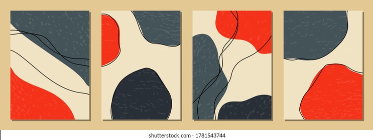 Set of vertical abstract backgrounds or card templates in modern colors, vector illustration in popular art style