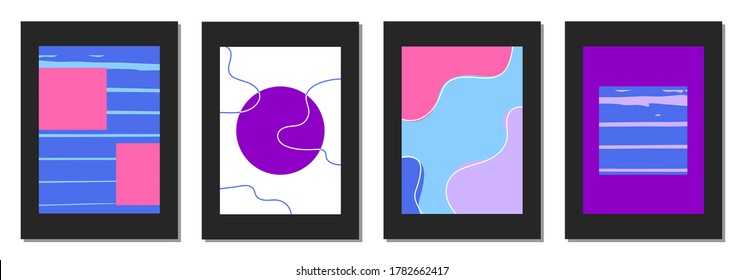 Set of vertical abstract backgrounds or card templates in modern colors, vector illustration in popular art style