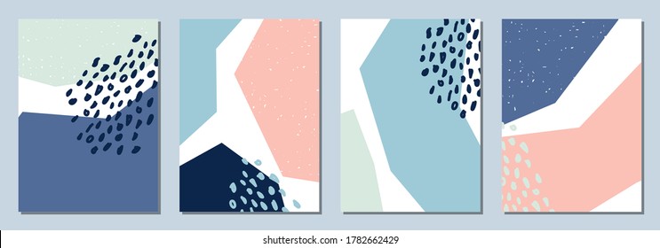 Conjunto de fondos verticales abstractos o plantillas de tarjetas en colores modernos, ilustración vectorial en estilo de arte popular