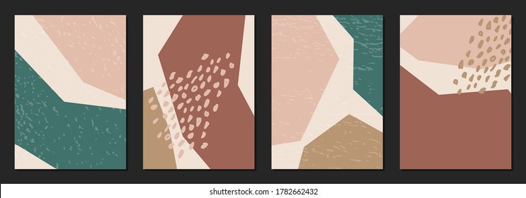 Set of vertical abstract backgrounds or card templates in modern colors, vector illustration in popular art style