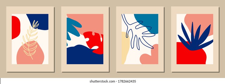 Set of vertical abstract backgrounds or card templates in modern colors, vector illustration in popular art style
