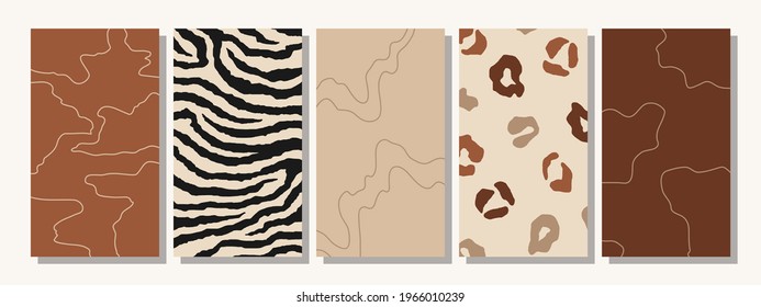 Set of vertical abstract backgrounds or card templates in modern colors, vector illustration in popular art style