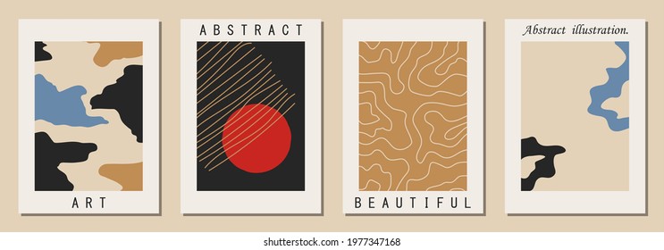 Set of vertical abstract backgrounds or card templates in modern colors, vector illustration in popular art style