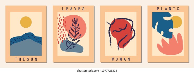 Set of vertical abstract backgrounds or card templates in modern colors, vector illustration in popular art style