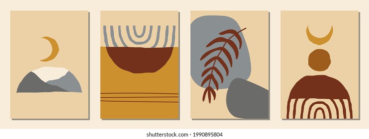 Conjunto de fondos verticales abstractos o plantillas de tarjetas en colores modernos, ilustración vectorial en estilo de arte popular