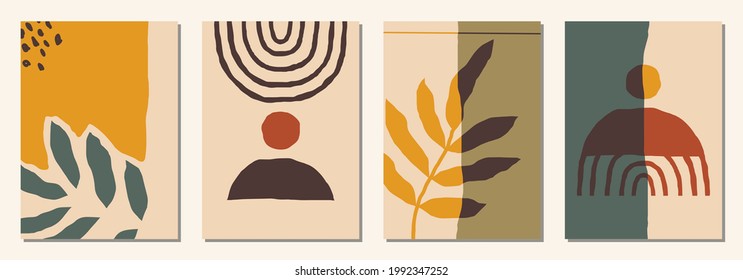 Set of vertical abstract backgrounds or card templates in modern colors, vector illustration in popular art style