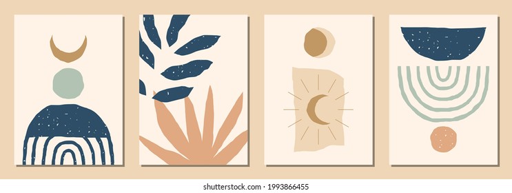 Set of vertical abstract backgrounds or card templates in modern colors, vector illustration in popular art style