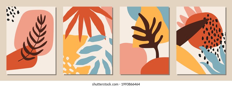 Set of vertical abstract backgrounds or card templates in modern colors, vector illustration in popular art style