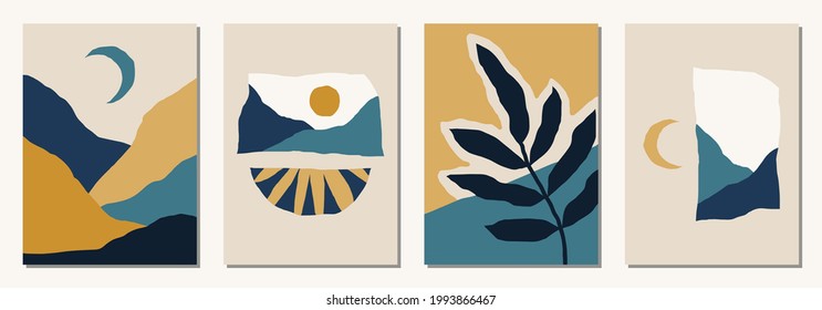 Set of vertical abstract backgrounds or card templates in modern colors, vector illustration in popular art style