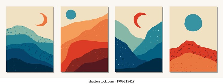 Set of vertical abstract backgrounds or card templates in modern colors, vector illustration in popular art style