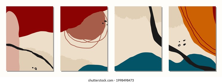 Set of vertical abstract backgrounds or card templates in modern colors, vector illustration in popular art style