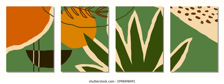 Set of vertical abstract backgrounds or card templates in modern colors, vector illustration in popular art style