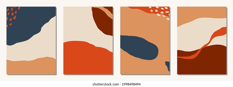 Set of vertical abstract backgrounds or card templates in modern colors, vector illustration in popular art style
