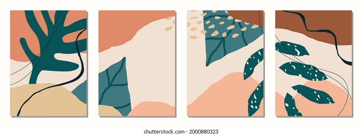 Set of vertical abstract backgrounds or card templates in modern colors, vector illustration in popular art style