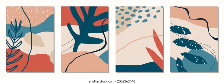 Set of vertical abstract backgrounds or card templates in modern colors, vector illustration in popular art style