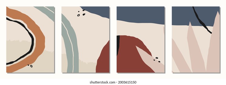 Conjunto de fondos verticales abstractos o plantillas de tarjetas en colores modernos, ilustración vectorial en estilo de arte popular