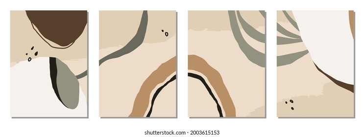 Set of vertical abstract backgrounds or card templates in modern colors, vector illustration in popular art style