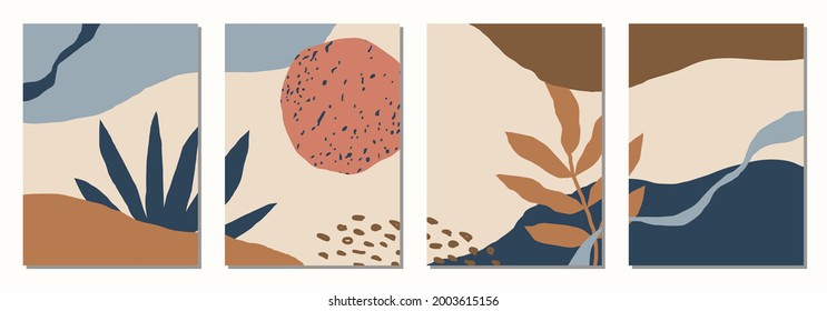 Set of vertical abstract backgrounds or card templates in modern colors, vector illustration in popular art style