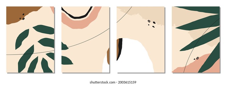 Set of vertical abstract backgrounds or card templates in modern colors, vector illustration in popular art style