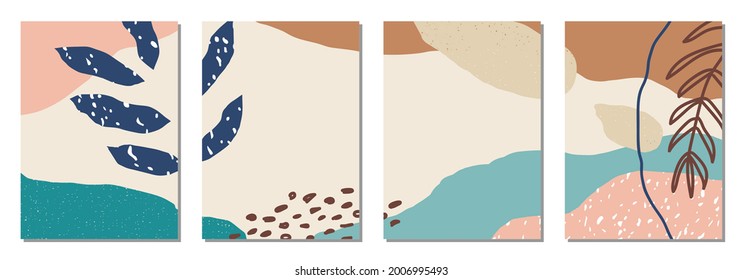 Set of vertical abstract backgrounds or card templates in modern colors, vector illustration in popular art style
