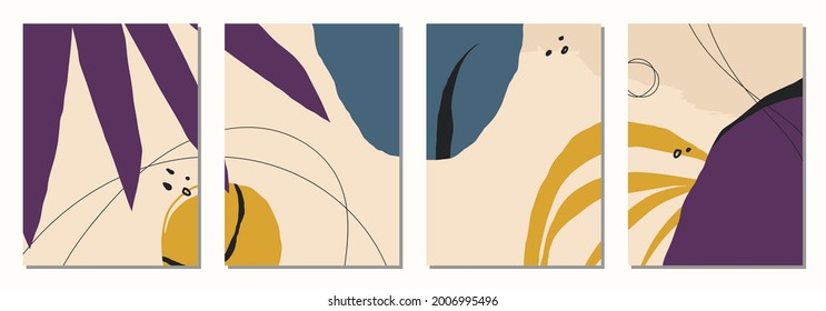 Set of vertical abstract backgrounds or card templates in modern colors, vector illustration in popular art style