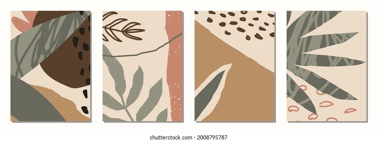 Set of vertical abstract backgrounds or card templates in modern colors, vector illustration in popular art style