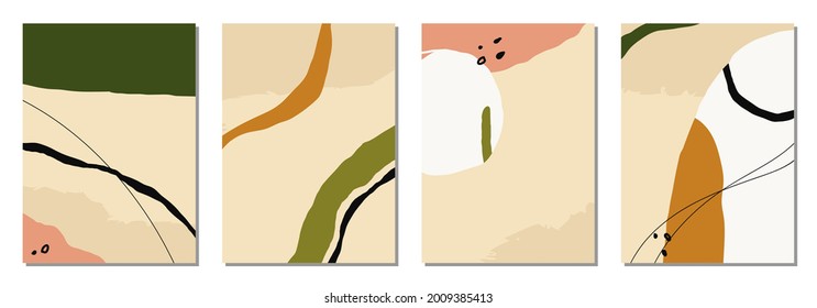 Set of vertical abstract backgrounds or card templates in modern colors, vector illustration in popular art style