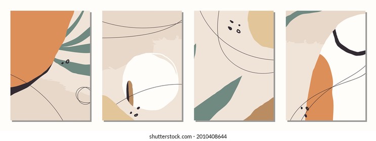 Set of vertical abstract backgrounds or card templates in modern colors, vector illustration in popular art style
