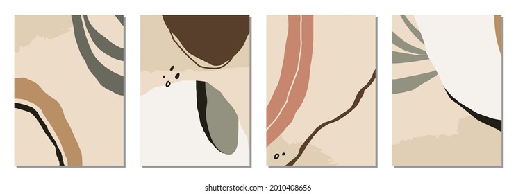 Set of vertical abstract backgrounds or card templates in modern colors, vector illustration in popular art style