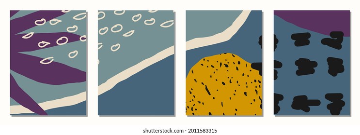 Conjunto de fondos verticales abstractos o plantillas de tarjetas en colores modernos, ilustración vectorial en estilo de arte popular