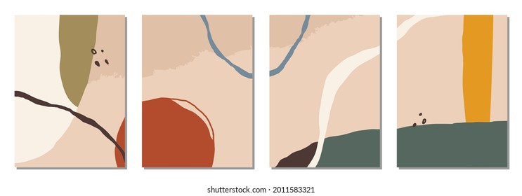 Set of vertical abstract backgrounds or card templates in modern colors, vector illustration in popular art style