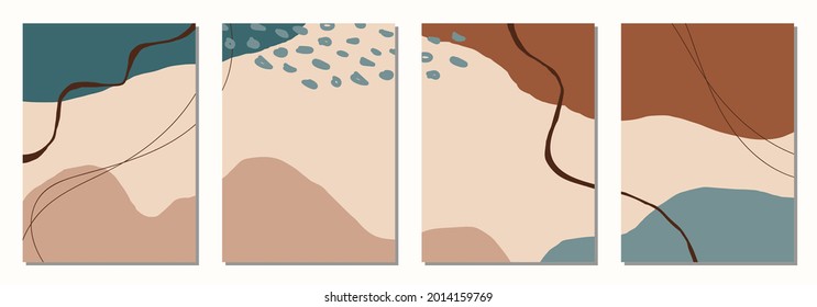 Set of vertical abstract backgrounds or card templates in modern colors, vector illustration in popular art style