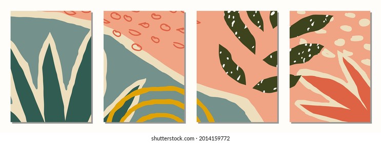 Set of vertical abstract backgrounds or card templates in modern colors, vector illustration in popular art style