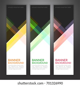 Set of vertical abstract colorful display banner background with copy space