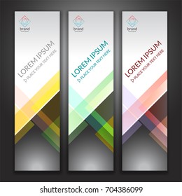 Set of vertical abstract colorful display banner background with copy space