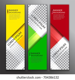 Set of vertical abstract colorful display banner background with copy space