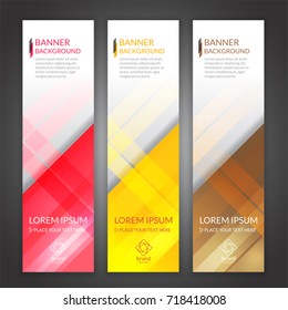Set of vertical abstract colorful display banner background with copy space