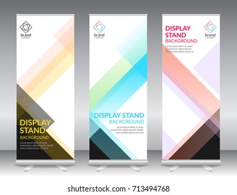 Set of vertical abstract display banner stand or roll up design background layout template with copy space