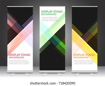 Set of vertical abstract display banner stand or roll up design background layout template with copy space