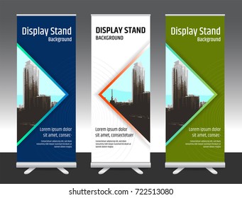 Set of vertical abstract display banner stand or roll up design background layout template with copy space