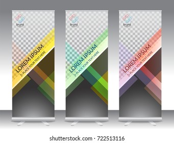 Set of vertical abstract display banner stand or roll up design background layout template with copy space