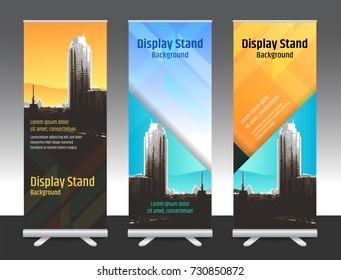 Set of vertical abstract display banner stand or roll up design background layout template with copy space
