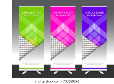 Set of vertical abstract display banner stand or roll up design background layout template with copy space