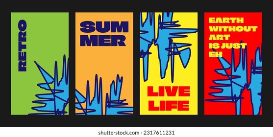 set of vertical abstract retro background for quotes, art, fashion, lifestyle, or any festival poster