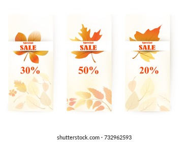 set of vertical autumn sale banners