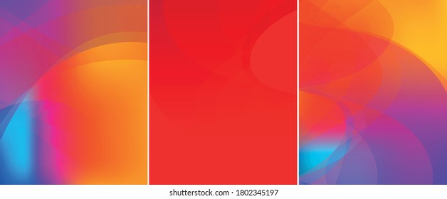 Conjunto de fondo vertical y banner. Colores brillantes y líneas transparentes curvadas. El concepto de belleza y moda líneas onduladas suaves y suaves de fondo abstracto. Ideal para el diseño de folletos y portadas de volante, 